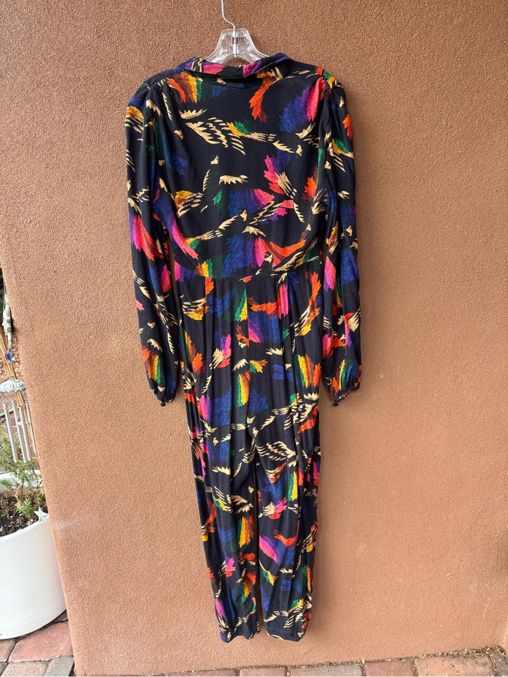 FARM Rio Black Macaw Multicolor Long-Sleeve Jumpsuit size small - Picture 2 of 4